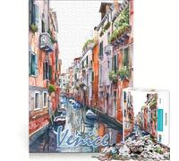 Rompecabezas para Adultos de 1000 Piezas Ciudad de Venecia en Acuarela Juego de ingenio para divertirse en Familia para Fortalecer el Amor Entre Parejas 38x26cm