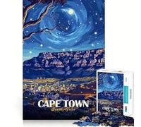 Rompecabezas para Adultos de 1000 Piezas,Ciudad del Cabo,Sudáfrica,Paisaje Nocturno,Bordes Finos,artesanía,Juego cognitivo,Juguete,Juego Relajante,Arte de Pared navideño (50x75cm)
