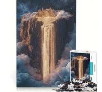 Rompecabezas para Adultos de 1000 Piezas: Ciudad Flotante con Cascada, Juguetes para armar, Carrera de Velocidad Manual, con Piezas de Formas aleatorias Que encajan Perfectamente 50x75cm