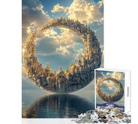 Rompecabezas para Adultos de 1000 Piezas: Ciudad Flotante en Forma de Media Luna sobre el mar Paisaje Urbano Juguetes antiestrés Regalos de Amigo Invisible Juegos educativos Que ayudan a ejercitar