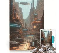 Rompecabezas para Adultos de 1000 Piezas Ciudad futurista en el cañón de Marte, Juegos Familiares, interacción Entre Padres e Hijos, Regalos para Amigos y Familiares 50x75cm