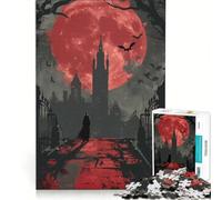 Rompecabezas para Adultos de 1000 Piezas Ciudad gótica de Vampiros terrorífico Juegos Familiares interacción Entre Padres e Hijos Lista de Deseos con Papá Noel 38x26cm