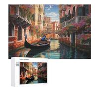 Rompecabezas para adultos de 1000 piezas, ciudad junto al río, rompecabezas de madera, desafío cerebral, juego de juguetes (75×50cm)