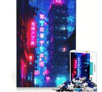 Rompecabezas para Adultos de 1000 Piezas Ciudad Neón Juego Imposible Mejora la Memoria con Piezas de Formas aleatorias Que encajan Perfectamente 38x52cm