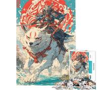 Rompecabezas para Adultos de 1000 Piezas Clan del Lobo Samurai Rompecabezas para Adultos Juguetes DIY Una Obra de Arte cumpleaños y Navidad (Tamaño 38x26cm)