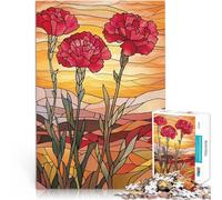 Rompecabezas para Adultos de 1000 Piezas Claveles de vidrieras Competición de Velocidad de Manos Toda la Familia. 75x50cm