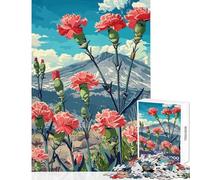 Rompecabezas para Adultos de 1000 Piezas claveles y montaña Juguetes antiestrés Gran Regalo Juegos relajantes adecuados para decoración de Escritorio tamaño 50x75cm