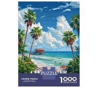 Rompecabezas para Adultos De 1000 Piezas Clearwater Beach, Florida, Travel Poster Rompecabezas para Adultos Juego De Ingenio Aliviador del Estrés Actividades Divertidas En Casa 52x38cm/1000pcs