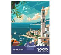 Rompecabezas para Adultos De 1000 Piezas Coastal Mediterranean Rompecabezas para Adolescentes Juegos Relajantes Pero Divertidos Y Humorísticos Desafiantes De Completar 52x38cm/1000pcs