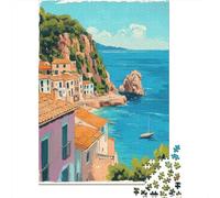 Rompecabezas para Adultos De 1000 Piezas Coastal Mediterranean Village Scene -1 Rompecabezas para Adultos Juegos Familiares Pero Divertidos Y Humorísticos Cumpleaños 70x50cm/1000pcs