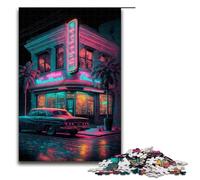 Rompecabezas para Adultos de 1000 Piezas Coche Delante de un Bar Ideal para Juegos educativos retos decoración única para el hogar y como Regalo 75x50cm