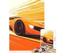 Rompecabezas para Adultos de 1000 Piezas Coche Deportivo Naranja a Toda Velocidad Juguete Educativo Regalo de cumpleaños para Juego Educativo Mejora el Amor Entre Parejas tamaño 50x75cm