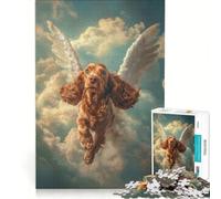 Rompecabezas para Adultos de 1000 Piezas: Cocker Spaniel con alas de ángel, Juegos Divertidos, Carrera de Velocidad Manual, colección de Artistas, Bellas Artes 38x52cm