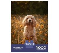 Rompecabezas para Adultos De 1000 Piezas Cocker Spaniel in Sunflower Field Rompecabezas para Adultos Juguete Decoración De Pared Mejora La Memoria Cumpleaños 52x38cm/1000pcs