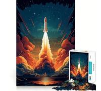 Rompecabezas para Adultos de 1000 Piezas Cohete Espacial despegado,Juego de Bordes limpios,Juguete de construcción Que fomenta la concentración,diversión pausada,Regalo de Ocio navideño 38x52cm