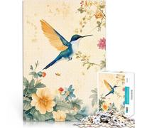 Rompecabezas para Adultos de 1000 Piezas Colibrí en Flor Acuarela Juguetes educativos de Aprendizaje Decoración del hogar 38x26cm