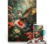 Rompecabezas para Adultos de 1000 Piezas Colibrí Floral Desafiante de completar, Pero Divertido y Gracioso. Regalo Divertido 38x26cm
