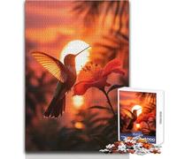 Rompecabezas para Adultos de 1000 Piezas: Colibrí y Flor al Atardecer Un pasatiempo Tranquilo y satisfactorio Juguete de Corte de precisión Entrelazado Tamaño: 50x75cm