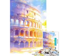 Rompecabezas para Adultos de 1000 Piezas Coliseo Iluminado por el Sol en Acuarela Juego de ingenio Juguetes adictivos para Cultivar la Paciencia Ideas de Regalo decoración (tamaño 38x52cm)