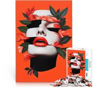 Rompecabezas para Adultos de 1000 Piezas Collage de Rostro Femenino con Flores para divertirse en Familia Una Obra de Arte 52x38cm