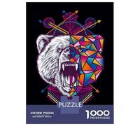 Rompecabezas para Adultos De 1000 Piezas Colorful Bear Head Art Print Rompecabezas para Adultos Juego De Ingenio Decoración Perfecta Cumpleaños Y Navidad 38x26cm/1000pcs