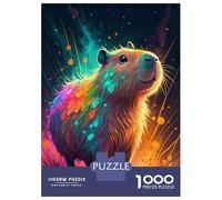 Rompecabezas para Adultos De 1000 Piezas Colorful Capybara in Abstract Background Rompecabezas para Adolescentes Juego Familiar Carrera De Velocidad Manual Cumpleaños 52x38cm/1000pcs