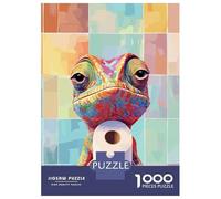Rompecabezas para Adultos De 1000 Piezas Colorful Chameleon Holding Toilet Paper Rompecabezas para Adultos Juegos Relajantes Alivia El Estrés Ayuda A Ejercitar El Cerebro 52x38cm/1000pcs
