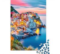 Rompecabezas para Adultos De 1000 Piezas Colorful Coastal Village Sunset -4 Rompecabezas para Adultos Juguete Decoración De Pared Difícil Regalos para Amigos Y Familiares 38x26cm/1000pcs