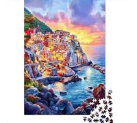 Rompecabezas para Adultos De 1000 Piezas Colorful Coastal Village Sunset Rompecabezas para Adultos Juegos Familiares Pero Divertidos Y Humorísticos Cumpleaños 38x26cm/1000pcs