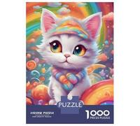 Rompecabezas para Adultos De 1000 Piezas Colorful Cute Cat Rompecabezas para Adultos Juego De Ingenio Regalo De Cumpleaños Desafío Educativo 70x50cm/1000pcs