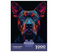 Rompecabezas para Adultos De 1000 Piezas Colorful Dog Portrait on Black Background Rompecabezas para Adultos Juegos Relajantes Alivia El Estrés Ayuda A Ejercitar El Cerebro 52x38cm/1000pcs