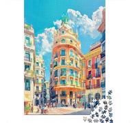 Rompecabezas para Adultos De 1000 Piezas Colorful European Cityscape Rompecabezas para Adultos Juguetes Antiestrés Regalos para Mujeres Juego Desafiante Regalos 52x38cm/1000pcs