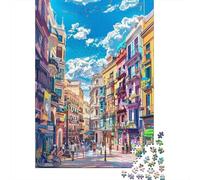 Rompecabezas para Adultos De 1000 Piezas Colorful European Street Scene-1 Rompecabezas para Adultos Juegos Familiares Regalos para Mujeres Cumpleaños Y Navidad 52x38cm/1000pcs