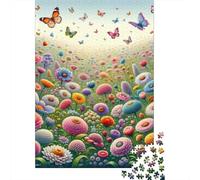 Rompecabezas para Adultos De 1000 Piezas Colorful Flower Field with Butterflies Rompecabezas para Adultos Juego Práctico Análisis Y Lógica Cumpleaños Y Navidad 38x26cm/1000pcs