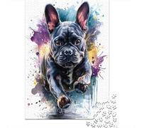Rompecabezas para Adultos De 1000 Piezas Colorful French Bulldog Art Print Rompecabezas para Adultos Juguetes Antiestrés Regalos para Mujeres Juego Desafiante Regalos 70x50cm/1000pcs