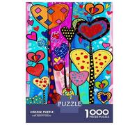 Rompecabezas para Adultos De 1000 Piezas Colorful Heart Trees Art Print-2 Rompecabezas para Adultos Juegos De Relajación Decoración De Pared Desafío Educativo 70x50cm/1000pcs
