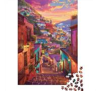 Rompecabezas para Adultos De 1000 Piezas Colorful Hillside Village Sunset -4 Rompecabezas para Adultos Juegos Relajantes Pero Divertidos Y Humorísticos para Cumpleaños, Navidad 38x26cm/1000pcs