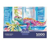 Rompecabezas para Adultos De 1000 Piezas Colorful Iguana Watercolor Print Rompecabezas para Adultos Juegos Familiares Montaje De Patrones Cumpleaños Y Navidad 52x38cm/1000pcs