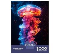 Rompecabezas para Adultos De 1000 Piezas Colorful Jellyfish in Dark Water Rompecabezas para Adultos Juegos Relajantes Mejora La Memoria para Cumpleaños, Navidad 52x38cm/1000pcs