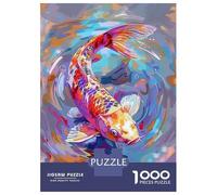 Rompecabezas para Adultos De 1000 Piezas Colorful Koi Fish Painting Rompecabezas para Adultos Juegos De Relajación Decoración De Pared Desafío Educativo 70x50cm/1000pcs