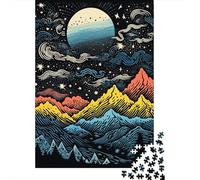 Rompecabezas para Adultos De 1000 Piezas Colorful Mountain Night Sky Art Print Rompecabezas para Adultos Juegos Familiares Regalos para Mujeres Cumpleaños Y Navidad 38x26cm/1000pcs