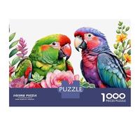 Rompecabezas para Adultos De 1000 Piezas Colorful Parrots with Flowers Rompecabezas para Adultos Juegos Familiares Pero Divertidos Y Humorísticos Cumpleaños 38x26cm/1000pcs