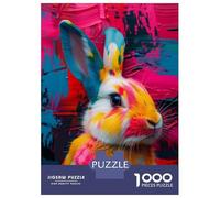 Rompecabezas para Adultos De 1000 Piezas Colorful Rabbit Painting Rompecabezas para Adultos Juguetes Antiestrés Decoración Actividades Divertidas En Casa 52x38cm/1000pcs
