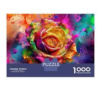 Rompecabezas para Adultos De 1000 Piezas Colorful Rose Wall Art Print Rompecabezas para Adultos Juegos Relajantes Desafío Difícil Regalo De Cumpleaños, Regalos, 38x26cm/1000pcs