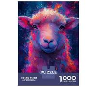 Rompecabezas para Adultos De 1000 Piezas Colorful Sheep Pop Art Style Portrait Rompecabezas para Adultos Juego De Ingenio Análisis Y Lógica Actividades Divertidas para Hacer En Casa, 52x38cm/1000pcs