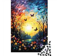 Rompecabezas para Adultos De 1000 Piezas Colorful Sunset with Butterflies Rompecabezas Juego De Ingenio Regalos para Mujeres Cumpleaños Y Navidad 52x38cm/1000pcs