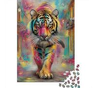 Rompecabezas para Adultos De 1000 Piezas Colorful Tiger Art Print-2 Rompecabezas para Adultos Juegos Relajantes Alivia El Estrés Ayuda A Ejercitar El Cerebro 70x50cm/1000pcs