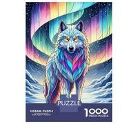 Rompecabezas para Adultos De 1000 Piezas Colorful Wolf Under Aurora Borealis Rompecabezas para Adolescentes Juguetes Antiestrés Mejora La Memoria Gran Regalo para Jugar 38x26cm/1000pcs