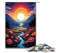 Rompecabezas para Adultos de 1000 Piezas Colorido Campo psicodélico en Las montañas al Atardecer Rompecabezas Imposible Juego Familiar antiestrés desafío difícil 75 x 50 cm