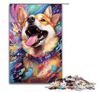 Rompecabezas para Adultos de 1000 Piezas Colorido Cuadro psicodélico de Shiba Inu Rompecabezas de Madera para Adultos Juegos Familiares cumpleaños 1000 Piezas (75 x 50 cm)